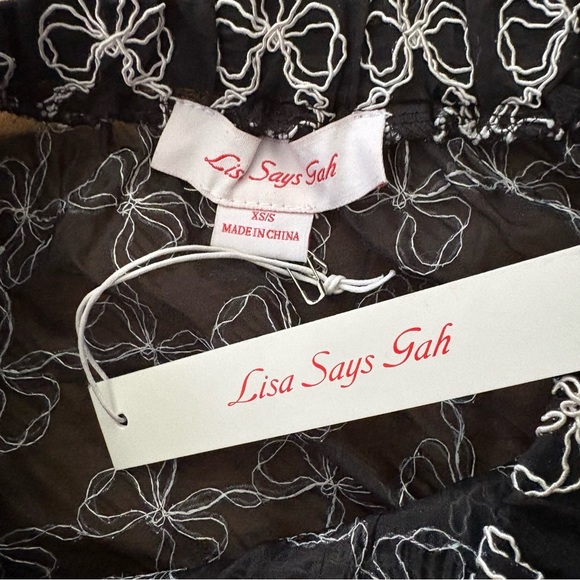 Lisa Says Gah Sheer Black Bow Print Skirt Size XXS - Picture 6 of 7